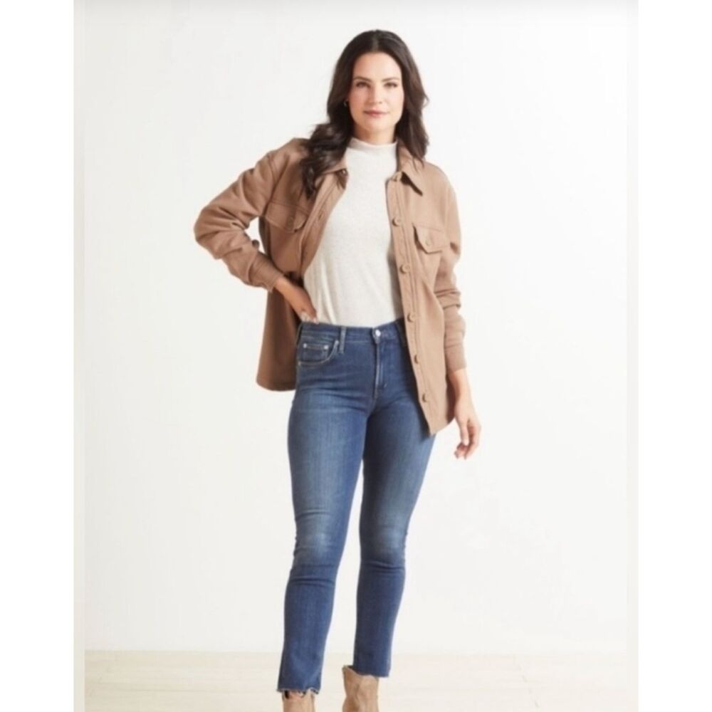 Good American Fleece Shacket Tan Oversized Size 00/0 (Fits Medium)